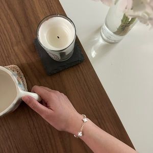 Clover pearl paper clip bracelet